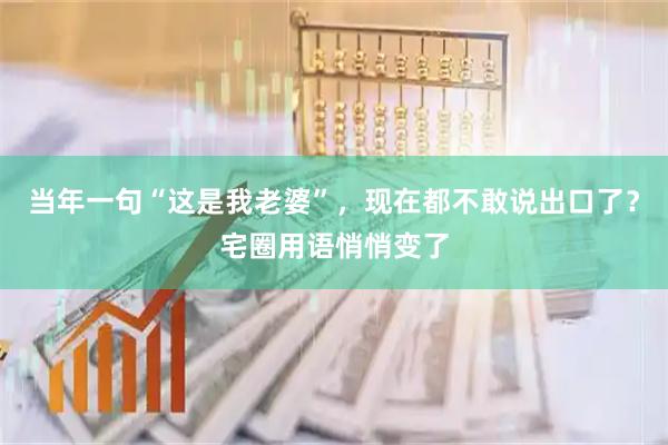 当年一句“这是我老婆”，现在都不敢说出口了？宅圈用语悄悄变了